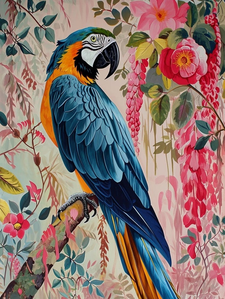 Floral Animal Painting Macaw 3