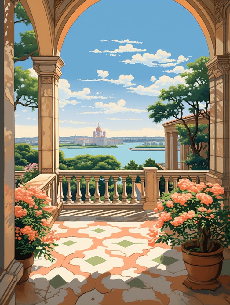 Vizcaya Museum And Gardens Usa Illustration 2