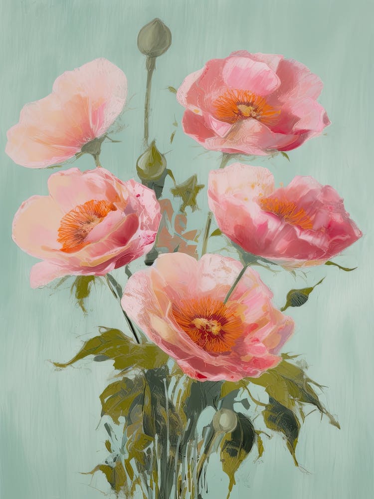 Roses Flowers Acrylic Painting In Pastel Colours 13