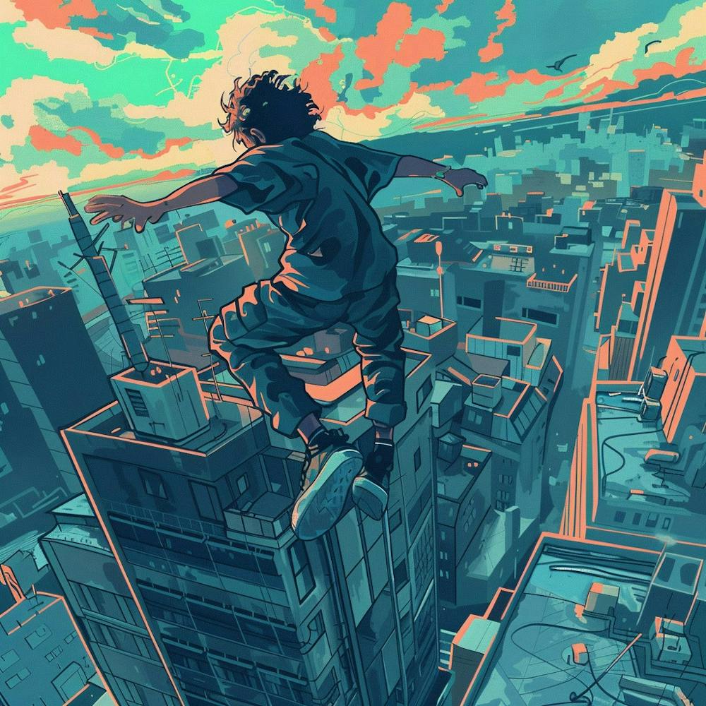 A Parkour Movement Lofi Illustration 2