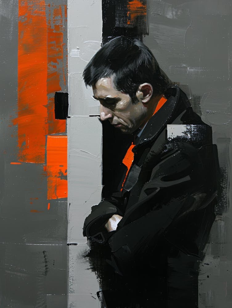 Homme En Noir Et Orange