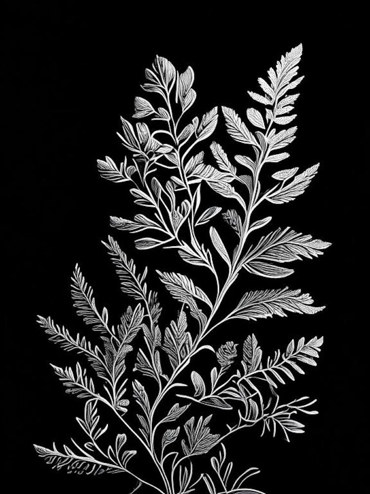 Thyme Leaf Linocut 4