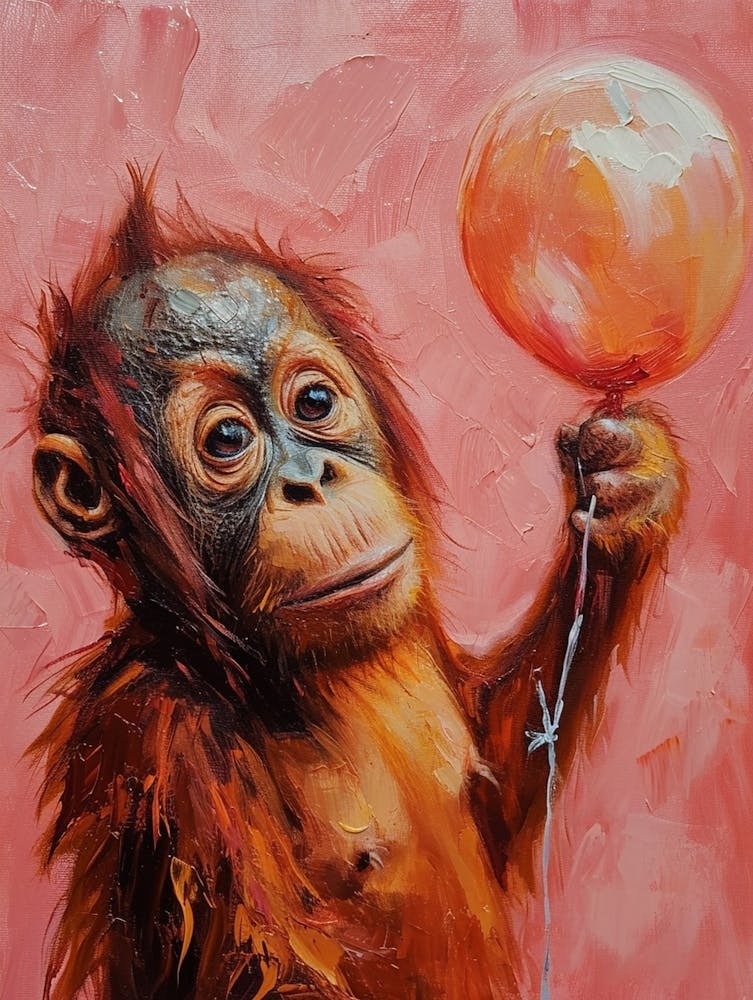 Cute Orangutan 3 With Balloon