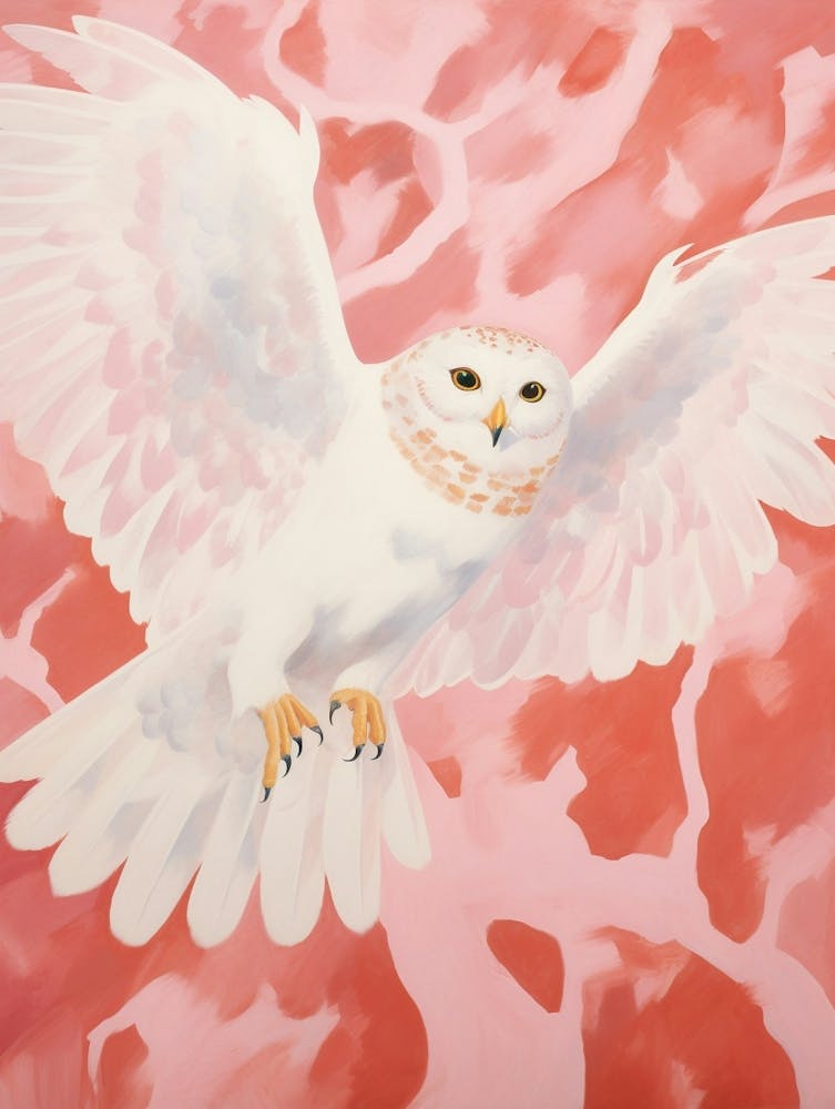Pink Ethereal Bird Painting Owl 1