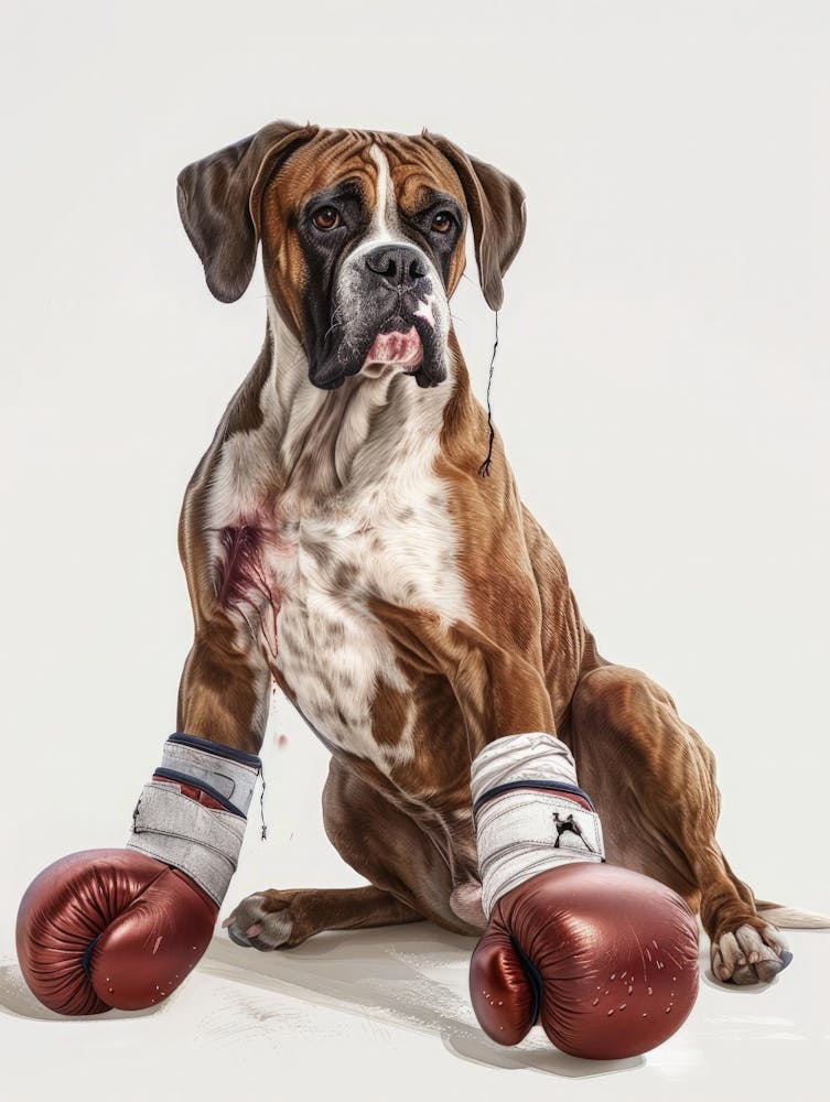 Boxer Dog With Boxing Gloves