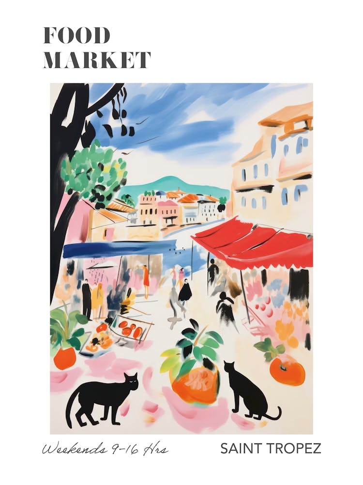 The Food Market In Saint Tropez 1 Illustration Poster