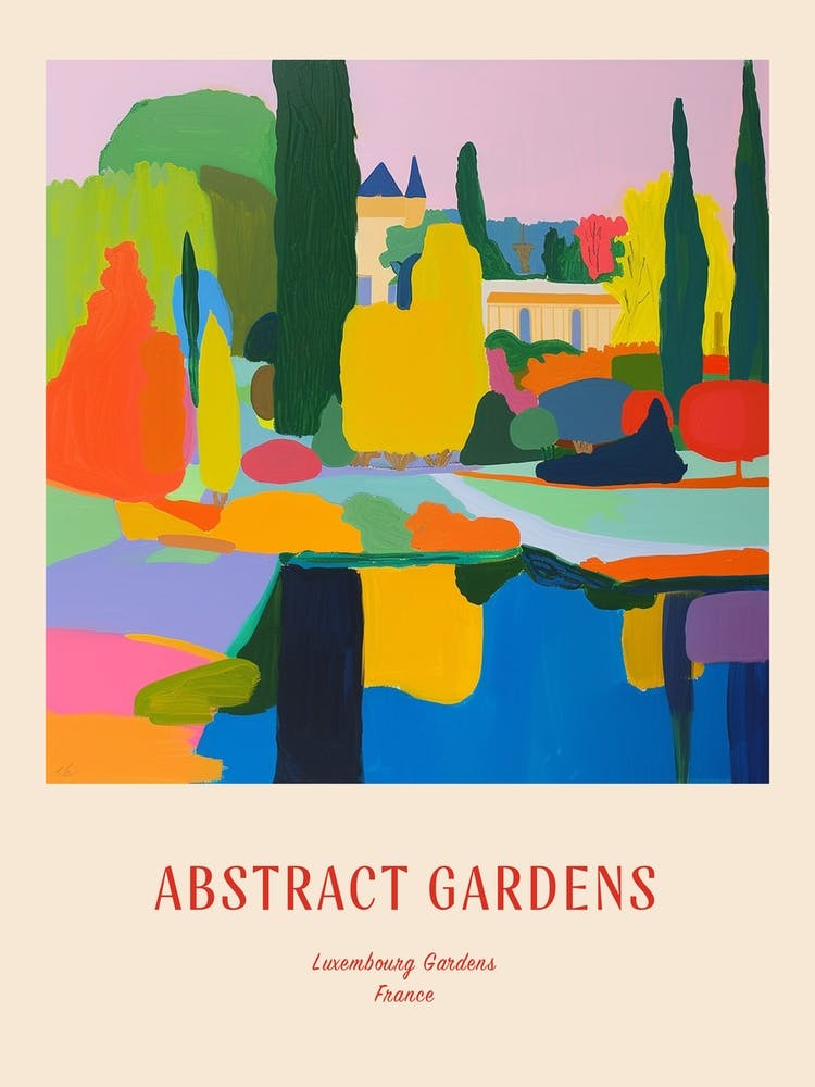 Colourful Gardens Luxembourg Gardens France 1 Red Poster
