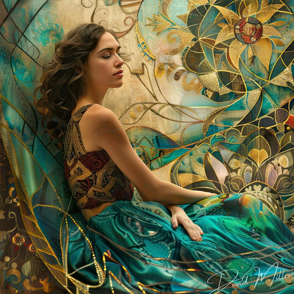 Portrait of Woman in Style of Klimt