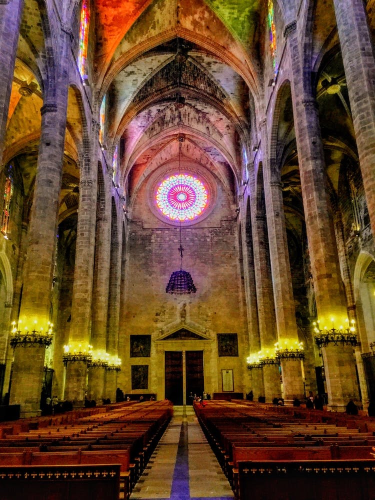 Cathedral Of Barcelona With Pews (Spain Series)