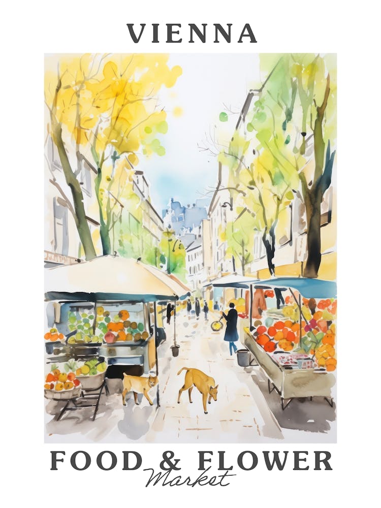 Food Market With Cats In Vienna 6 Poster