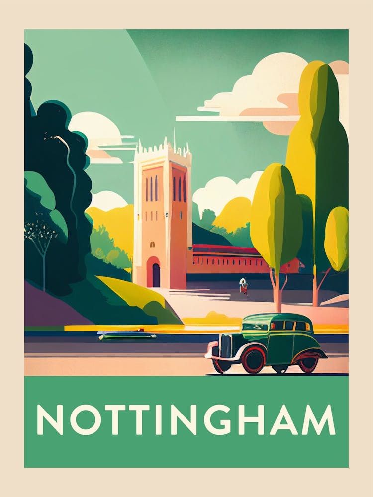 Nottingham Vintage Travel Poster