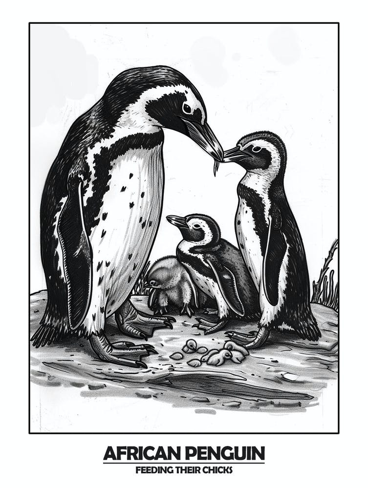Penguin Feeding Their Chicks Poster 2