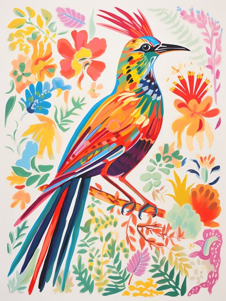 Colourful Bird Painting Roadrunner 2