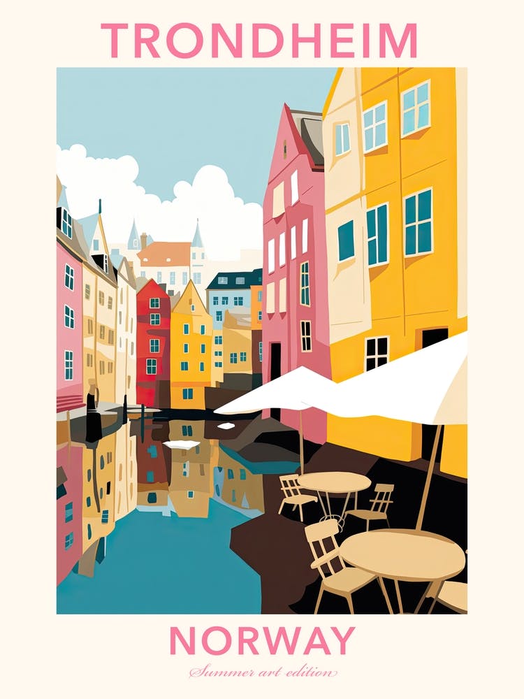 Trondheim, Norway, Flat Pastels Tones Illustration 2 Poster