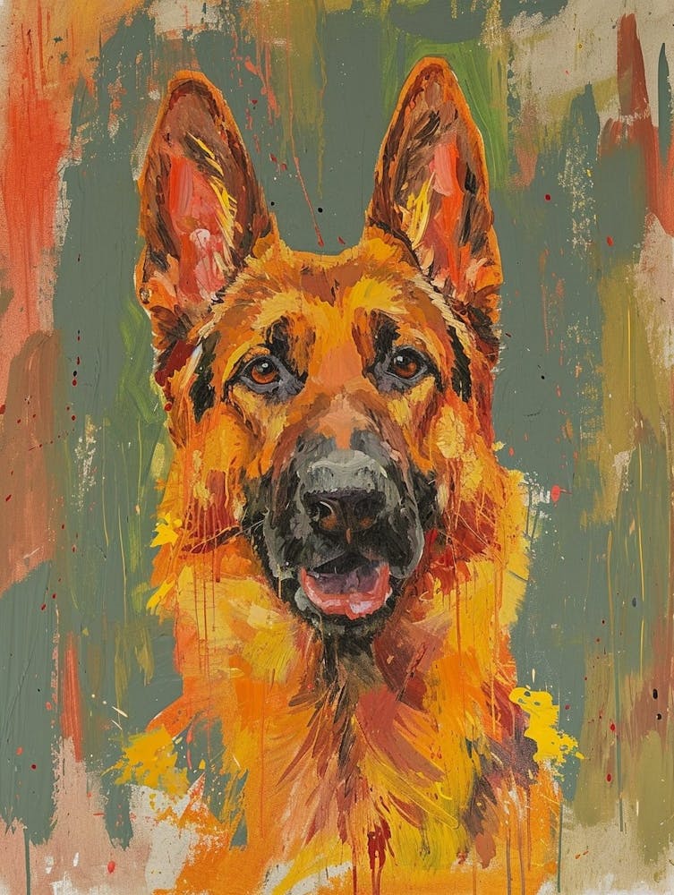 German Shepherd Acrylic Painting 4