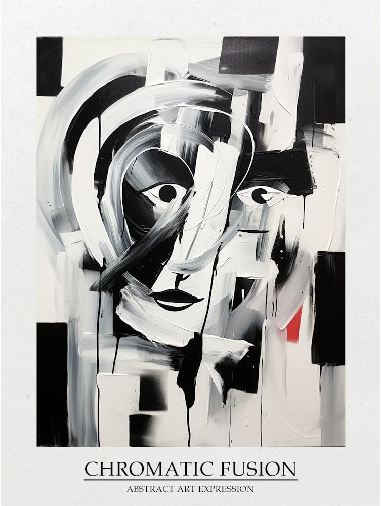 Chromatic Fusion Abstract Black And White 1 Poster