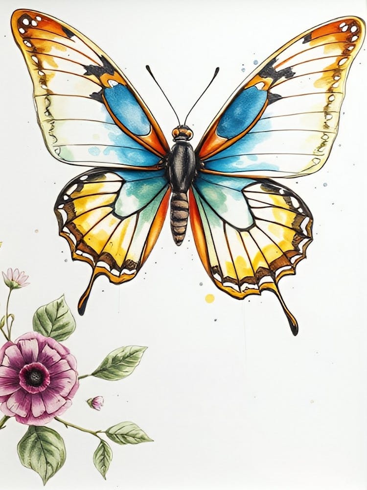 Butterfly With Flowers