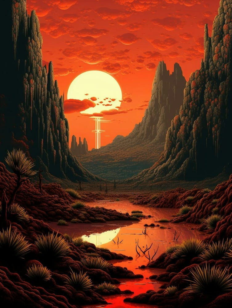 Volcanic Landscape Pixel Art 1