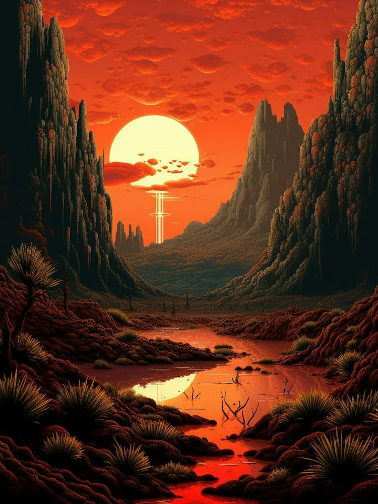 Volcanic Landscape Pixel Art 1