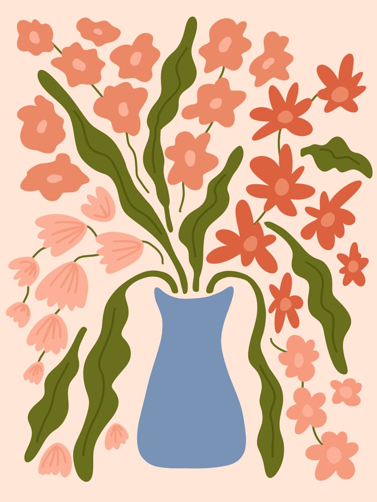 Flowers In A Vase in warm colors