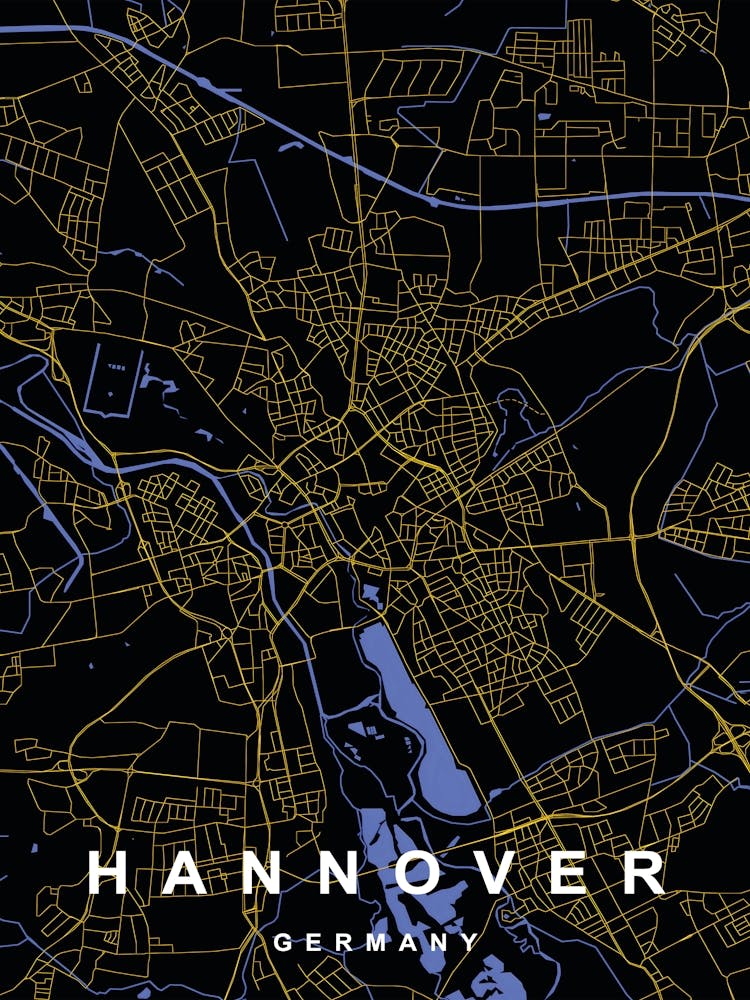 Hannover Germany City Map Black and Gold