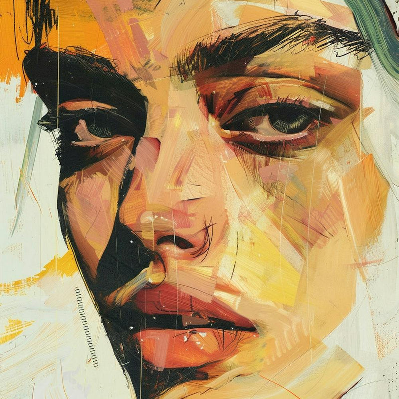 Portrait Of A Model Woman Closeup Oil Painting