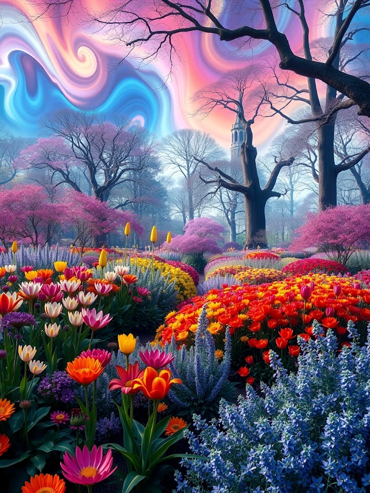 Colorful Flowers In A Garden