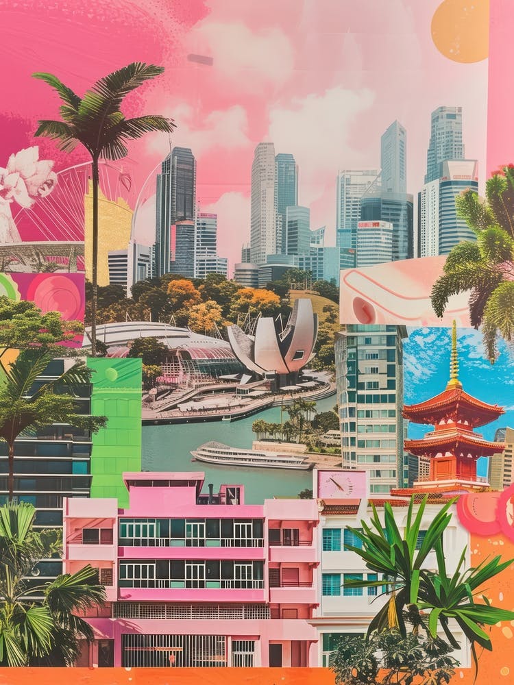 Singapore   Retro Collage Style 1