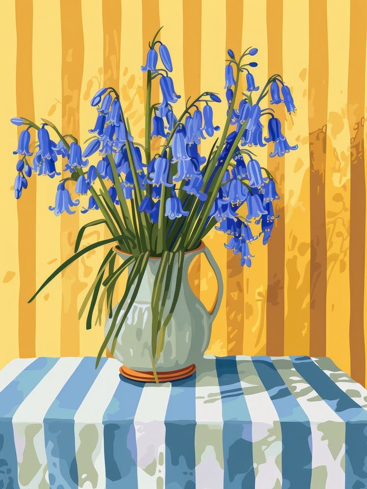 Bluebell Flowers On A Table   Contemporary Illustration 3