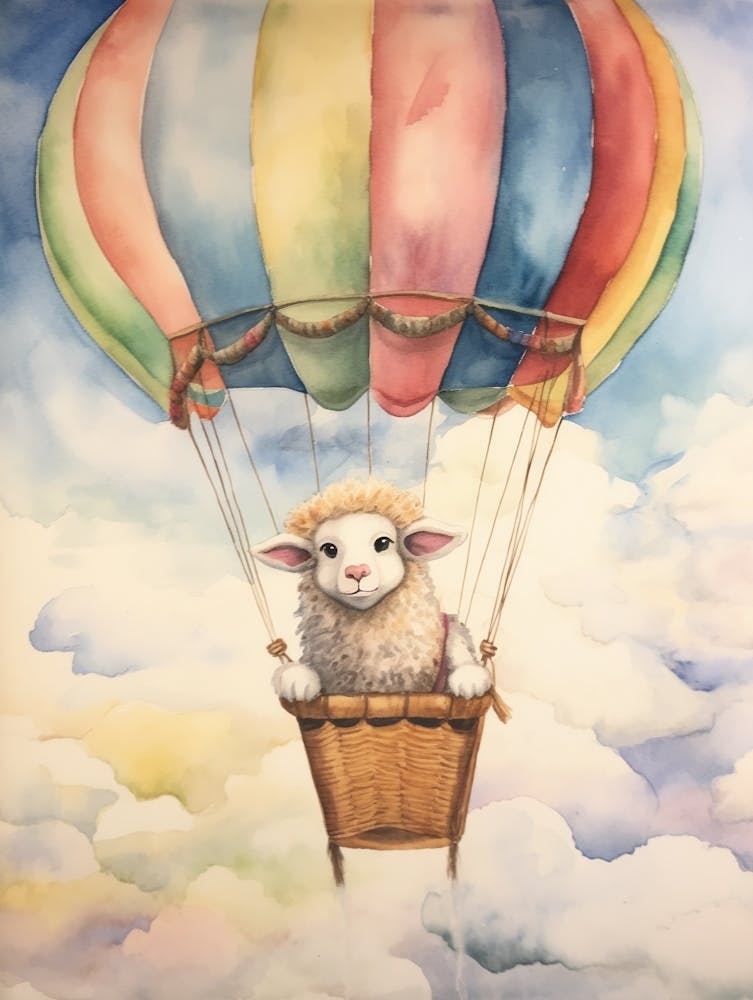 Baby Sheep 1 In A Hot Air Balloon