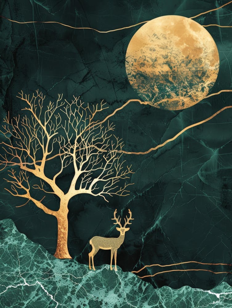 Cerf Au Clair de Lune 1