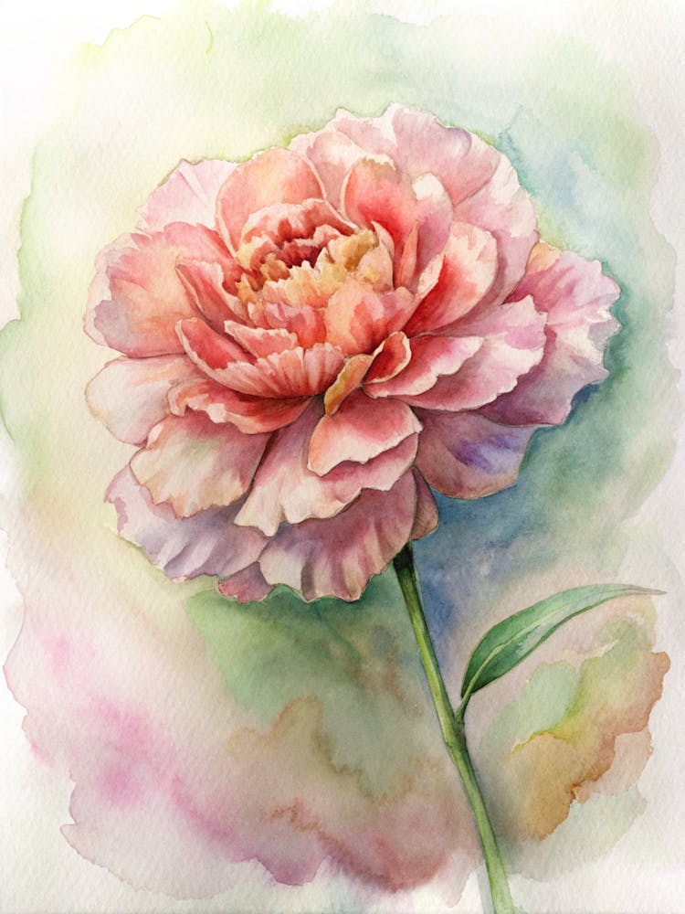 Watercolor Peony