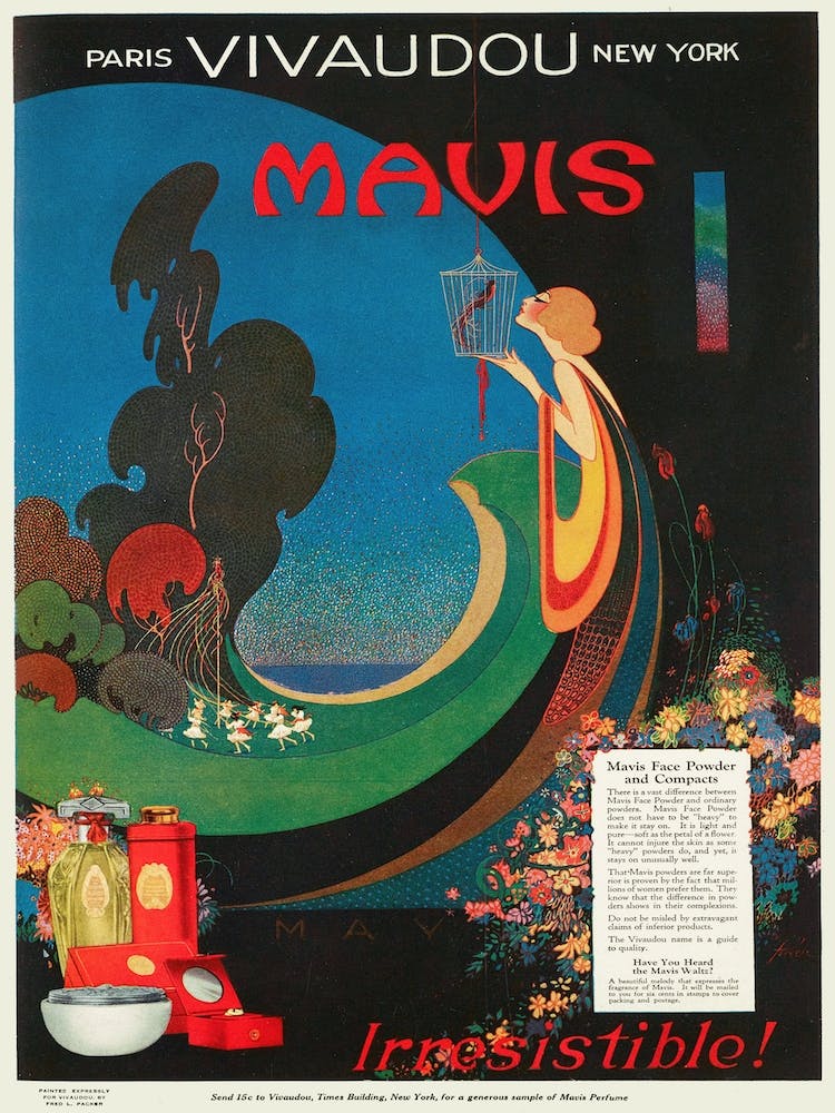 Vivaudous’s Mavis Face Powder Advert, Fred L Parker