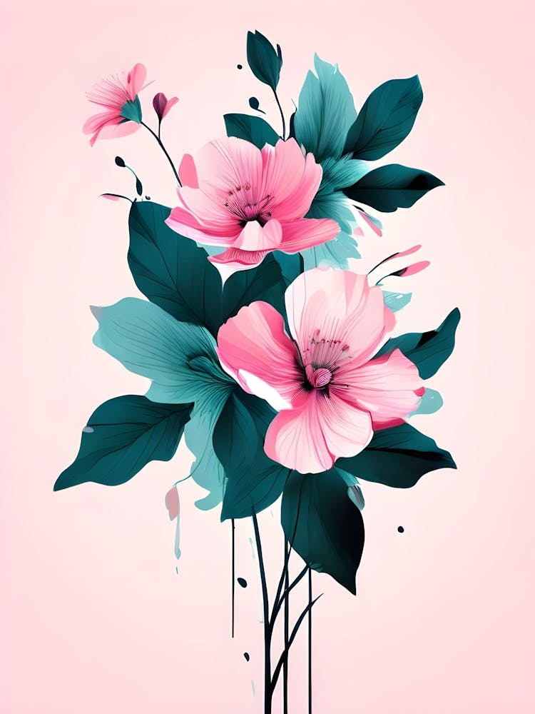 Pink Flowers On A Pink Background 1