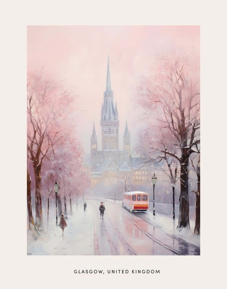 Dreamy Winter Painting Poster Glasgow United Kingdom 2