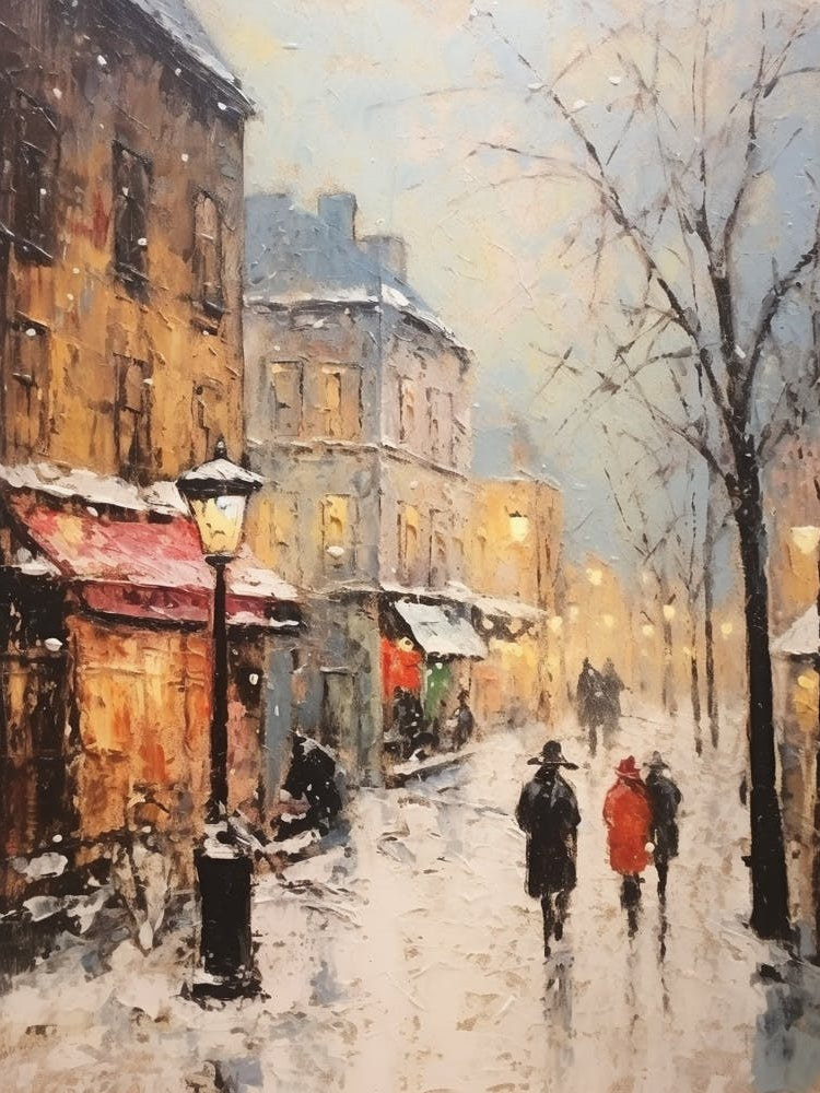 Vintage Winter Painting Montreal Canada