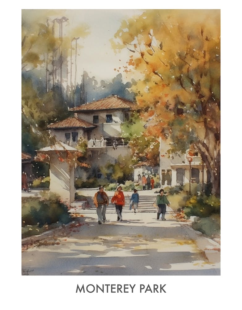 Monterey Park Watercolor 1travel Poster