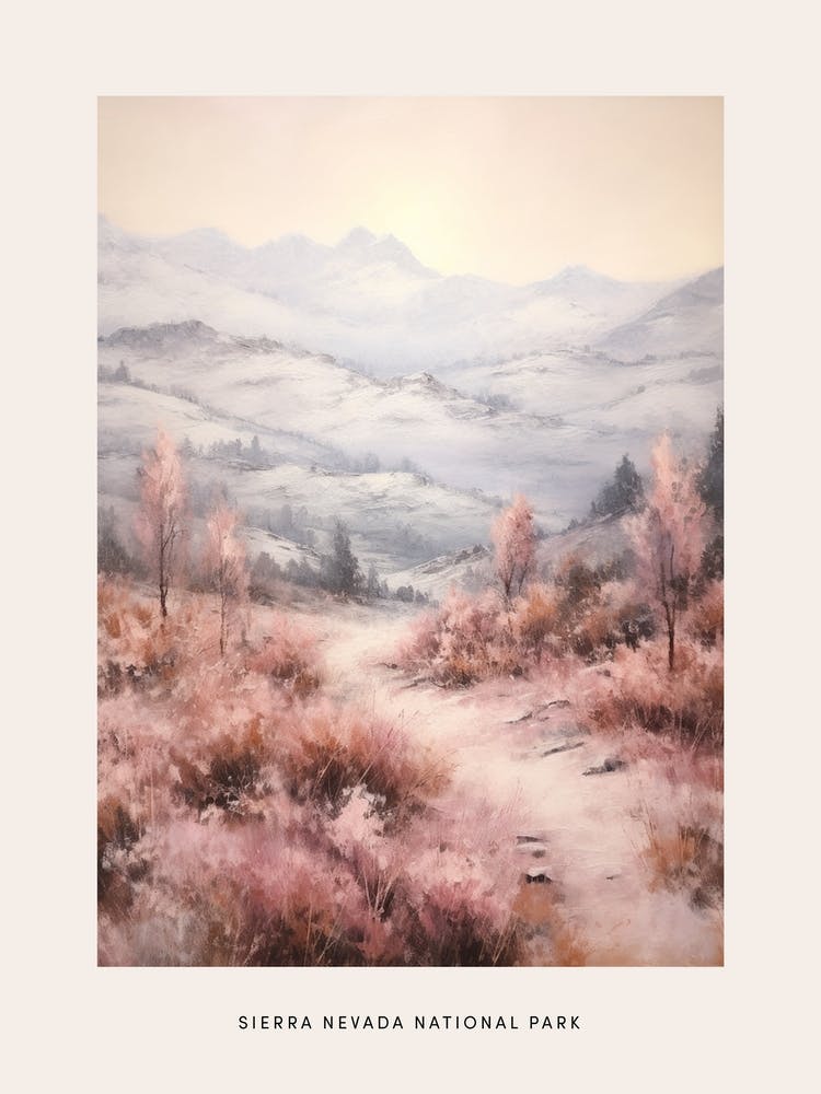 Dreamy Winter National Park Poster  Sierra Nevada National Park United States