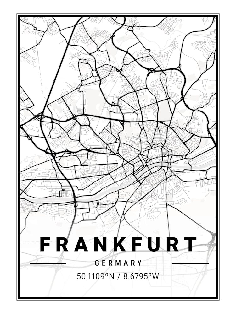 Frankfurt Germany Map Print
