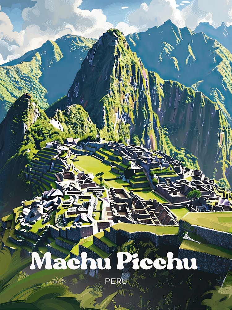 Machu Picchu Ancient Art Illustration
