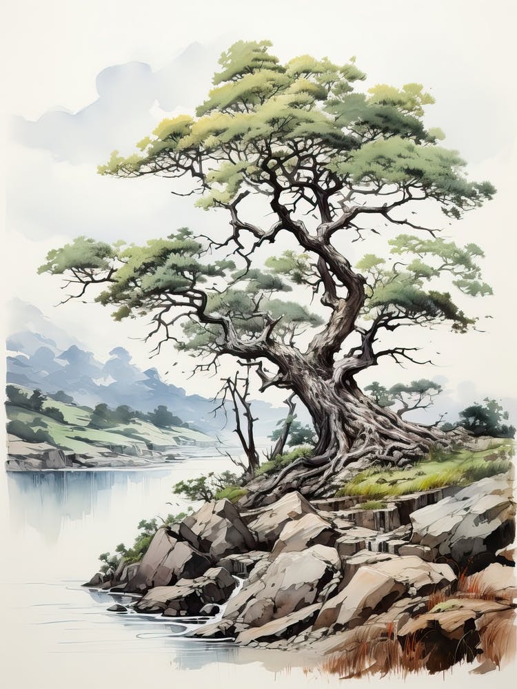 Sado Island In Niigata, Japanese Brush Painting, Ukiyo E, Minimal 4