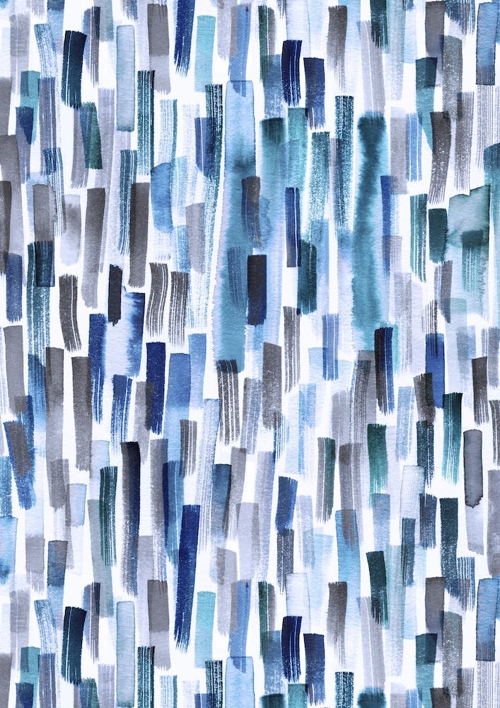 Watercolor Brushstrokes Classic Blue Indigo