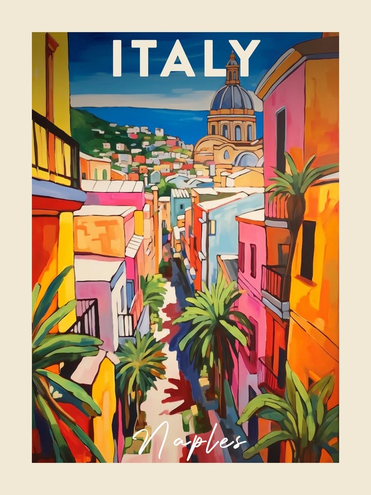 Naples Italy 3 Fauvist Painting Travel Poster