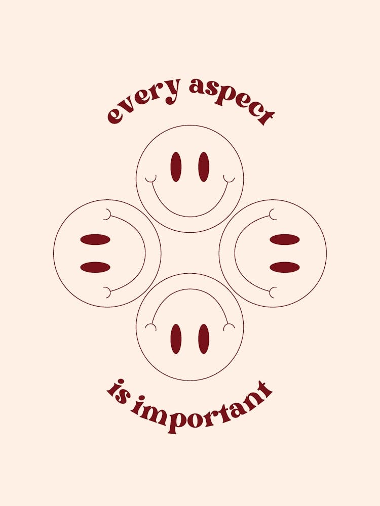 Every Aspect Is Important Retro Quote Smiley Face