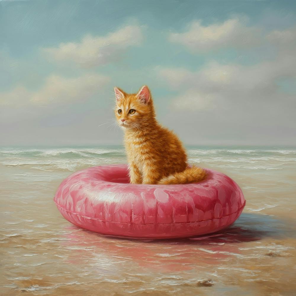 Pink Kitten On The Beach
