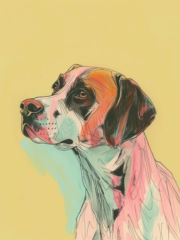 Greater Swiss Mountain Dog Dog Pastel Line Watercolour Illustration  1