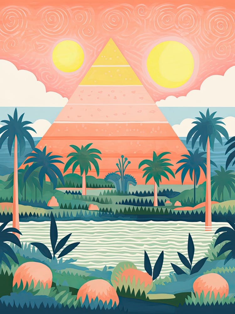The Pyramids Of Giza   Egypt   Cute Botanical Illustration Travel 3