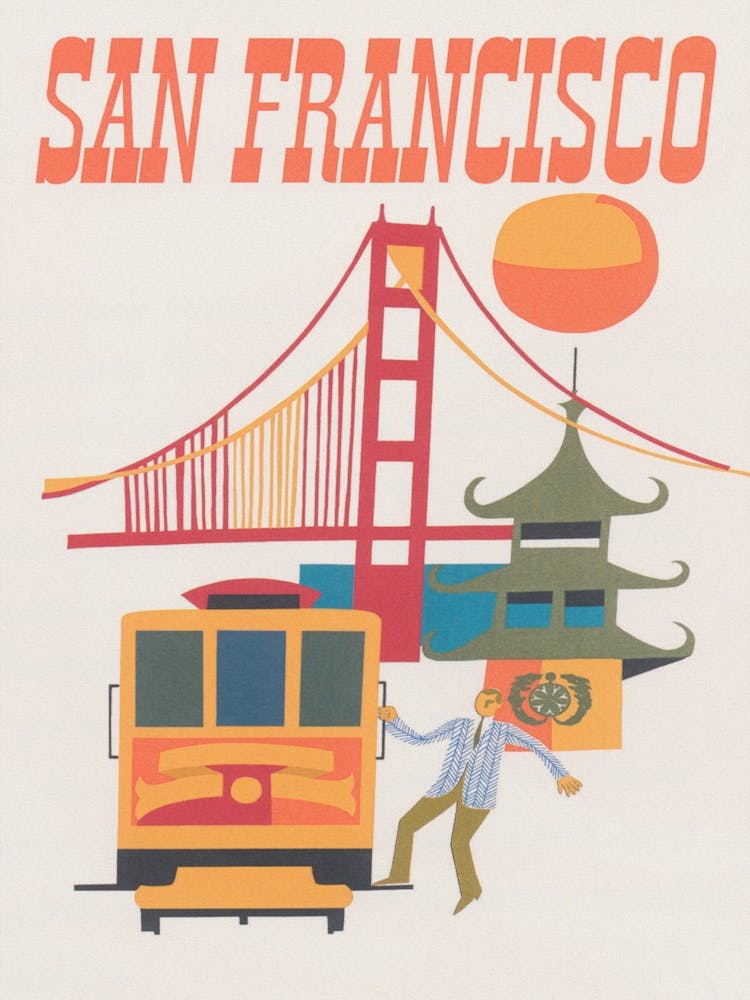 San Francisco Retro Vintage Travel Poster