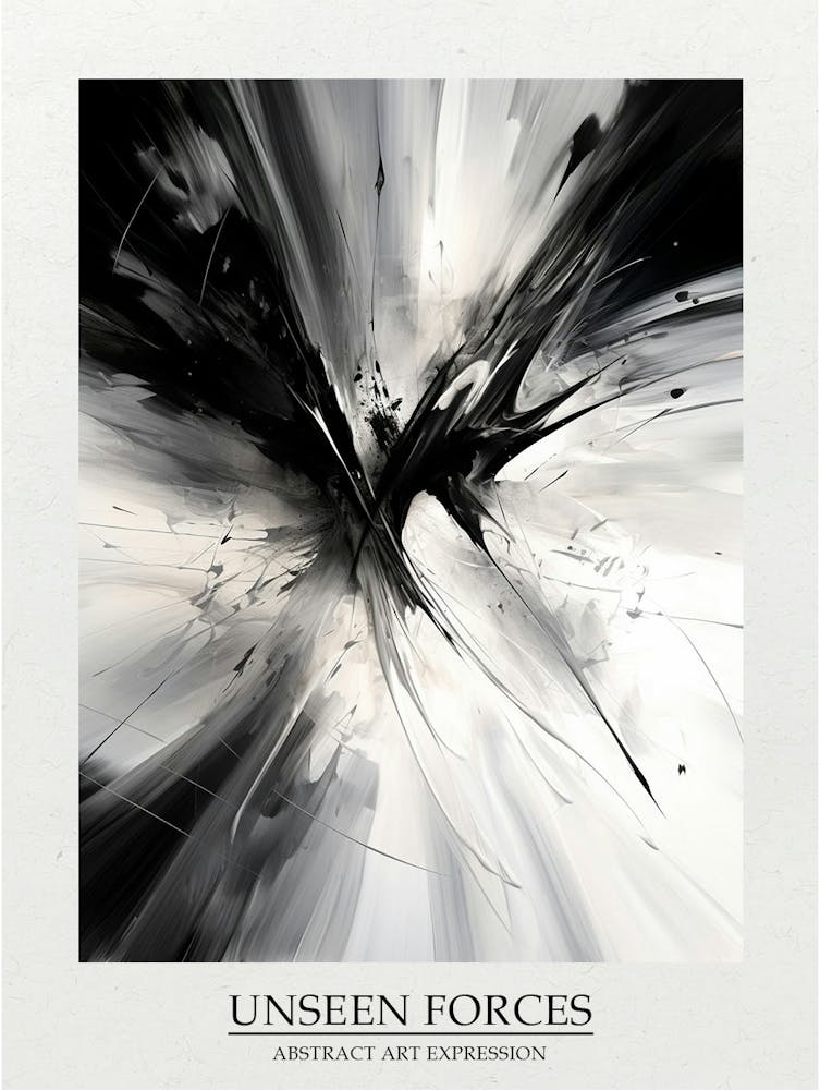 Unseen Forces Abstract Black And White 8 Poster