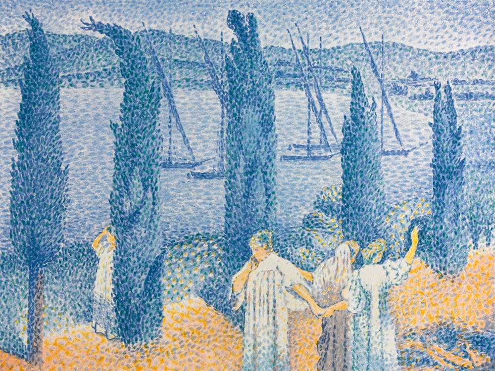 The Promenade; Landscape With Cypresses (1897), Henri Edmond Cross